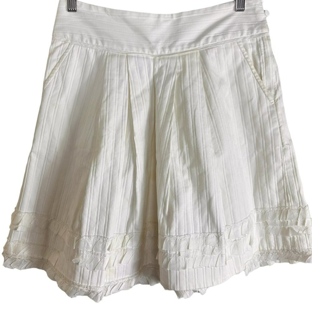 Marc Jacobs Cotton Ivory White Ruffle Skirt Size‎ 4